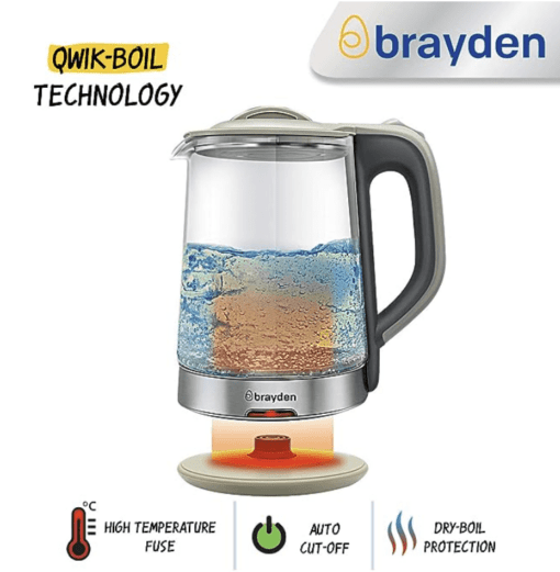 Brayden Aquo 10 Electric Glass Kettle | Led Indicator | Tea, Soup & Multipurpose | Auto Shut Off | Boil Dry Protection | Transparent Borosilicate Glass Body (1500W,1.8 Litre,Grey) - Image 2